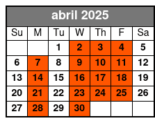 Tandem Kayak abril Schedule