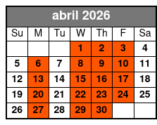 Tandem Kayak abril Schedule