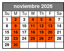 Tandem Kayak November Schedule