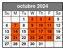 Single Kayak octubre Schedule