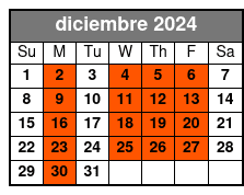 Single Kayak diciembre Schedule