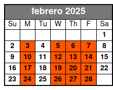 Single Kayak febrero Schedule