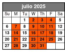 Single Kayak julio Schedule