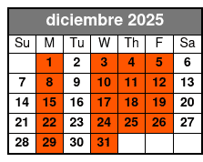 Single Kayak diciembre Schedule