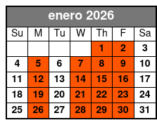 Single Kayak enero Schedule