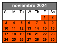 Clear Kayak noviembre Schedule