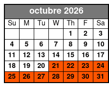 Clear Kayak octubre Schedule