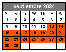 Clear Paddle Board septiembre Schedule