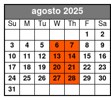 ATV Single Driver Experience agosto Schedule