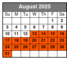 Discovery Cove agosto Schedule