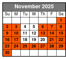 Discovery Cove noviembre Schedule