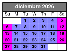 Aquatica Fun Card  diciembre Schedule