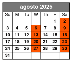 Orlando City Tour agosto Schedule
