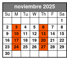 Captain Memos Pirate Cruise noviembre Schedule