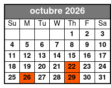 Captain Memos Pirate Cruise octubre Schedule