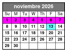 1-Hour Evening Airboat Ride noviembre Schedule