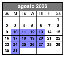 The Orlando Eye (T) August Schedule