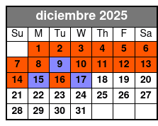 3 Attraction Combo Ticket (T) diciembre Schedule