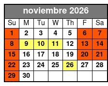 Madame Tussauds + Sea Life (S) November Schedule