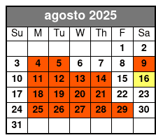 Madame Tussauds + Sea Life (T) agosto Schedule