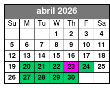 Madame Tussauds Ticket (T) April Schedule