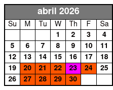 Madame Tussauds + Sea Life (T) April Schedule