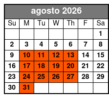 Madame Tussauds + Sea Life (T) August Schedule