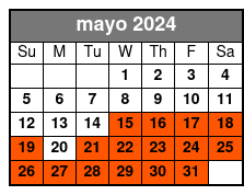 Single Kayak - One Person mayo Schedule