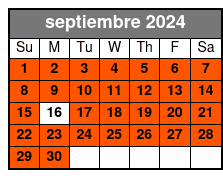 Single Kayak - One Person septiembre Schedule