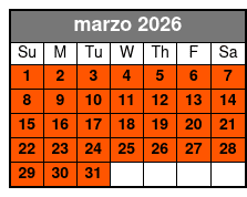 2-Hour Rental Sups marzo Schedule