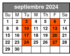 Adventure Package septiembre Schedule