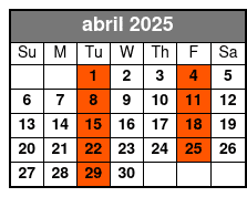 Adventure Package abril Schedule