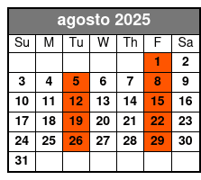 Adventure Package agosto Schedule