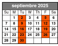 Adventure Package septiembre Schedule