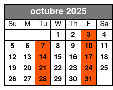 Adventure Package octubre Schedule