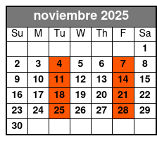 Adventure Package noviembre Schedule