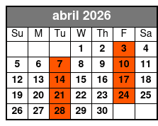 Adventure Package abril Schedule