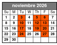 Ultimate Adventure Package noviembre Schedule