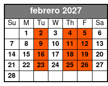 Ultimate Adventure Package febrero Schedule