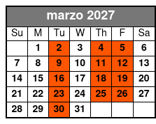 Ultimate Adventure Package marzo Schedule