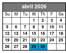 Sunset Tour abril Schedule