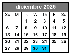 Sunset Tour diciembre Schedule