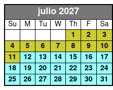 Sunset Tour July Schedule