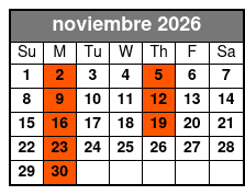 Clearwater Beach Bus Express noviembre Schedule