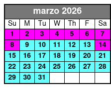 Paddleboard marzo Schedule