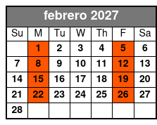 St Augustine Day Trip febrero Schedule