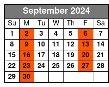 St. Augustine Day Trip septiembre Schedule