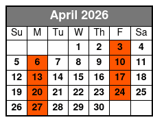 St. Augustine Day Trip abril Schedule