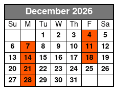 St. Augustine Day Trip diciembre Schedule