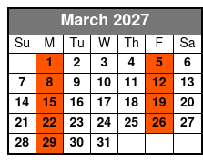 St. Augustine Day Trip marzo Schedule